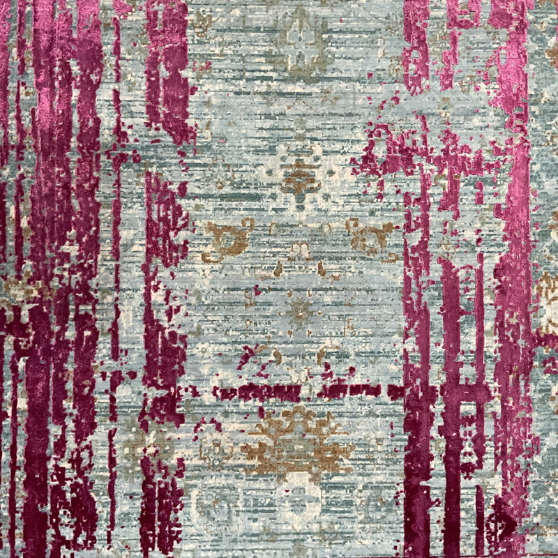 Tapis turc en laine et en soie à motif moderne effacé Williston Forge