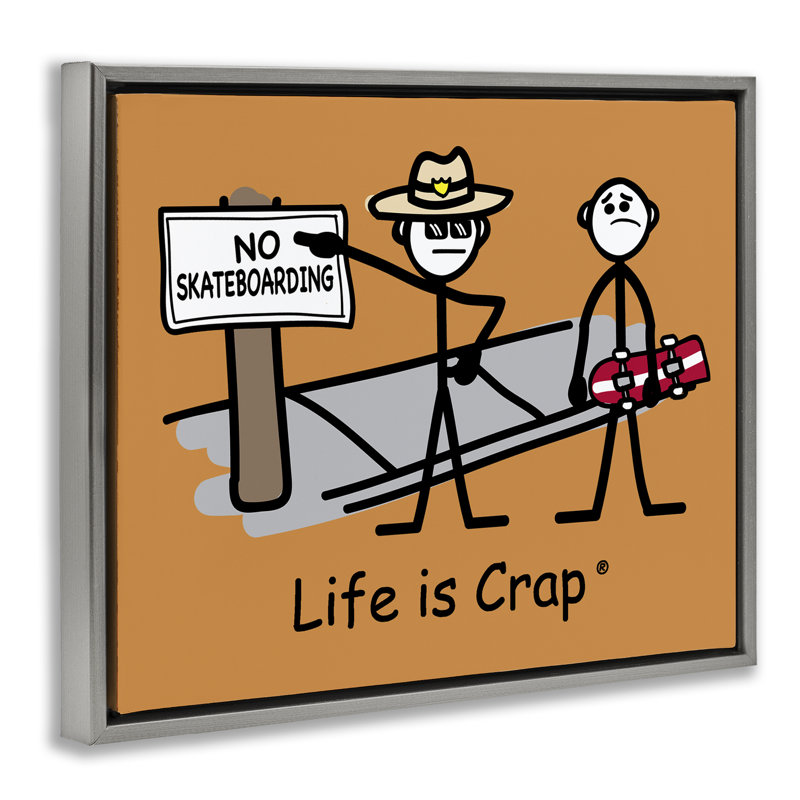 «No Skateboarding Sign Floater Canvas» par LIC, Cadre flottant gris lustré, H 17 po x l 21 po