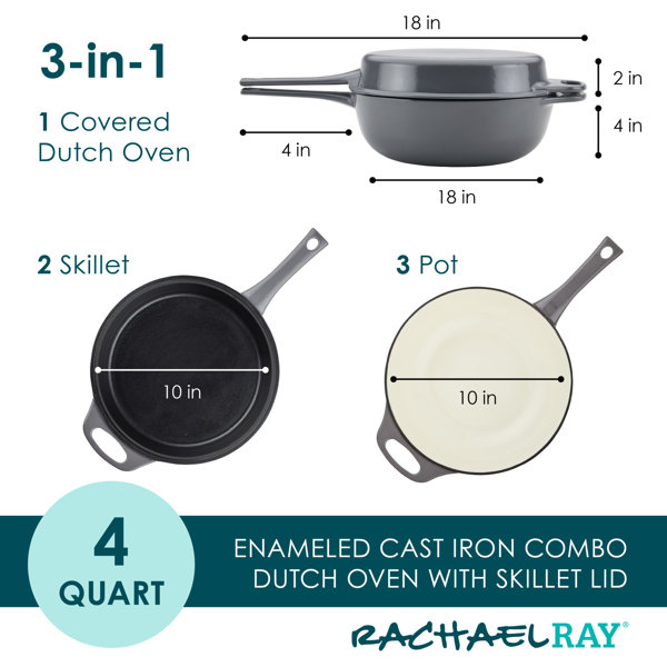Rachael Ray Enamel Cast Iron 10 Skillet with Silicone Handle 