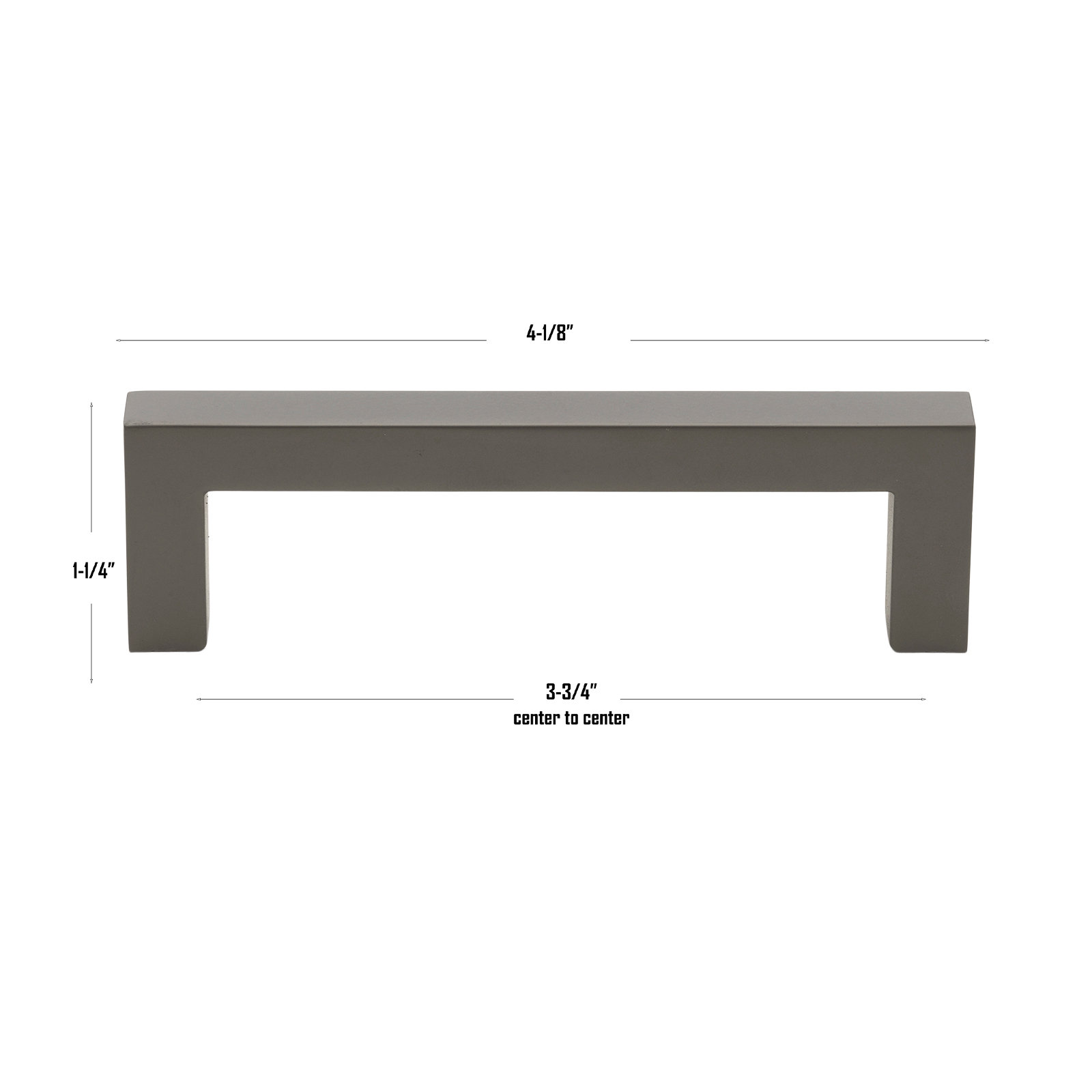 Kingston Collection Solid Square Bar Pull, Graphite, 3 3/4"