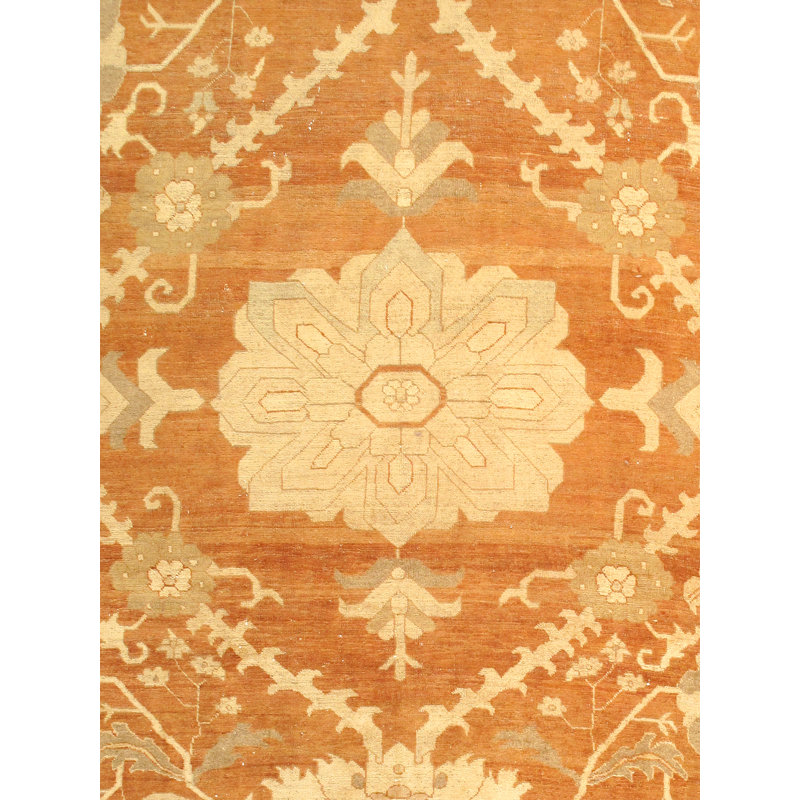Oushak Hand Knotted Wool Oriental Area Rug in Coral