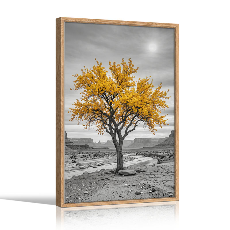 Arbre jaune, reproduction d'art sur toile, ensemble de 1, 36"H x 24"W, Natural