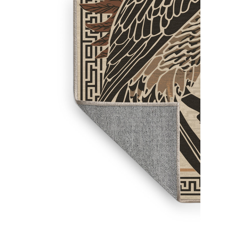 Tapis à motif de treillis classique beige et beige lavable à la machine Titus Athena, 6 X 9
