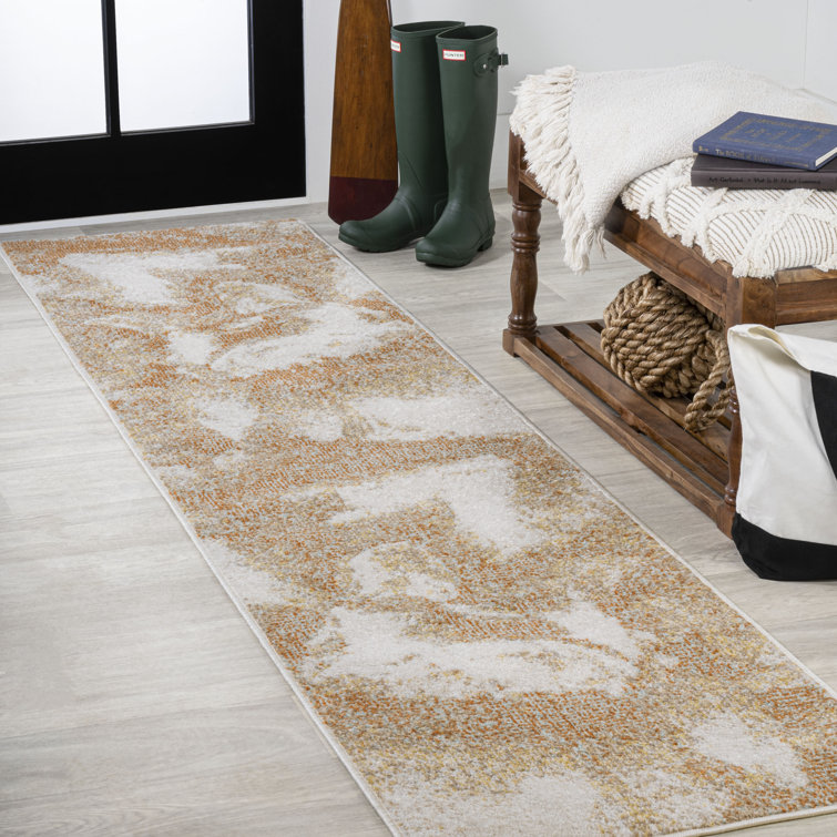 Coban Abstract Two-Tone Modern Orange/Beige/Cream Rug
