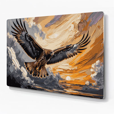 Oiseaux, art mural en métal brun à queue rouge
