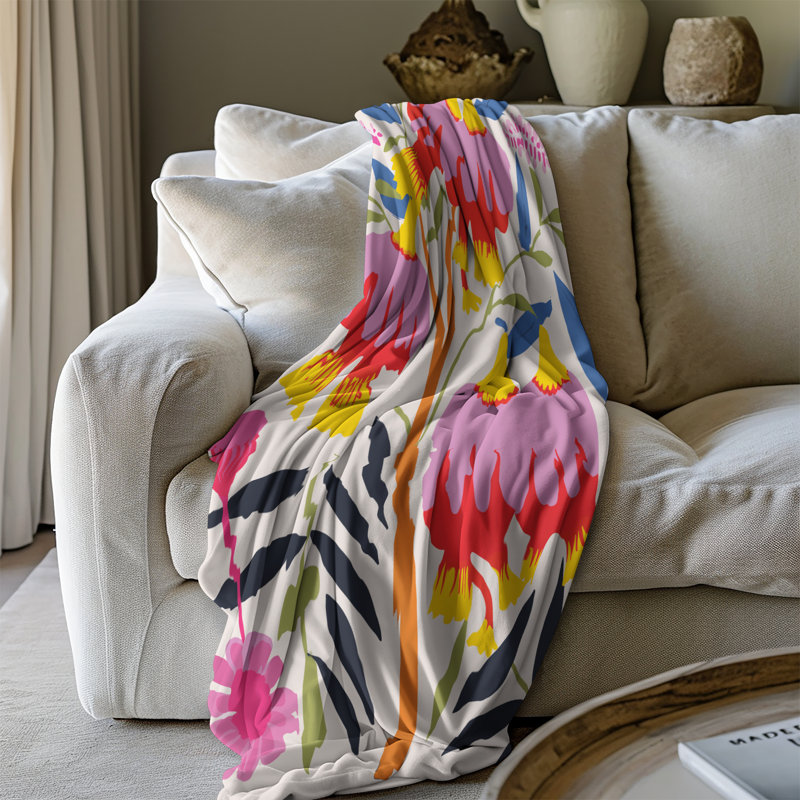 Symphonie Kaleidoscope Blossom - 1 pièce Sherpa Premium - reproduction d'art luxueuse, Lit simple