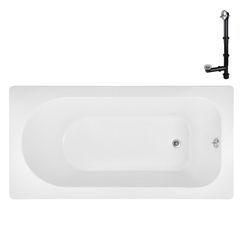 60" x 32" Acrylic Soaking Drop-In Bathtub, Drain Included, Polished Chrome