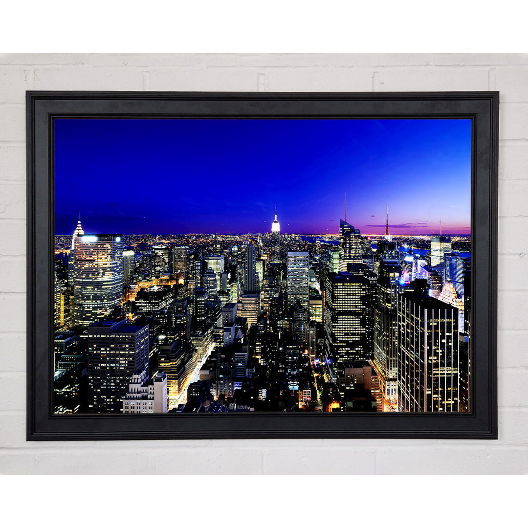 New York City Blue Ariel View von Gerahmter Druck