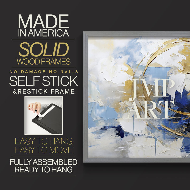 Abstract Series-CXXXVIII -Framed Print - Restickable, 16" H x 20" W, Grey