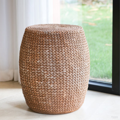 Nydia Outdoor Patio Drum-Shaped MGO Side Table, Brown