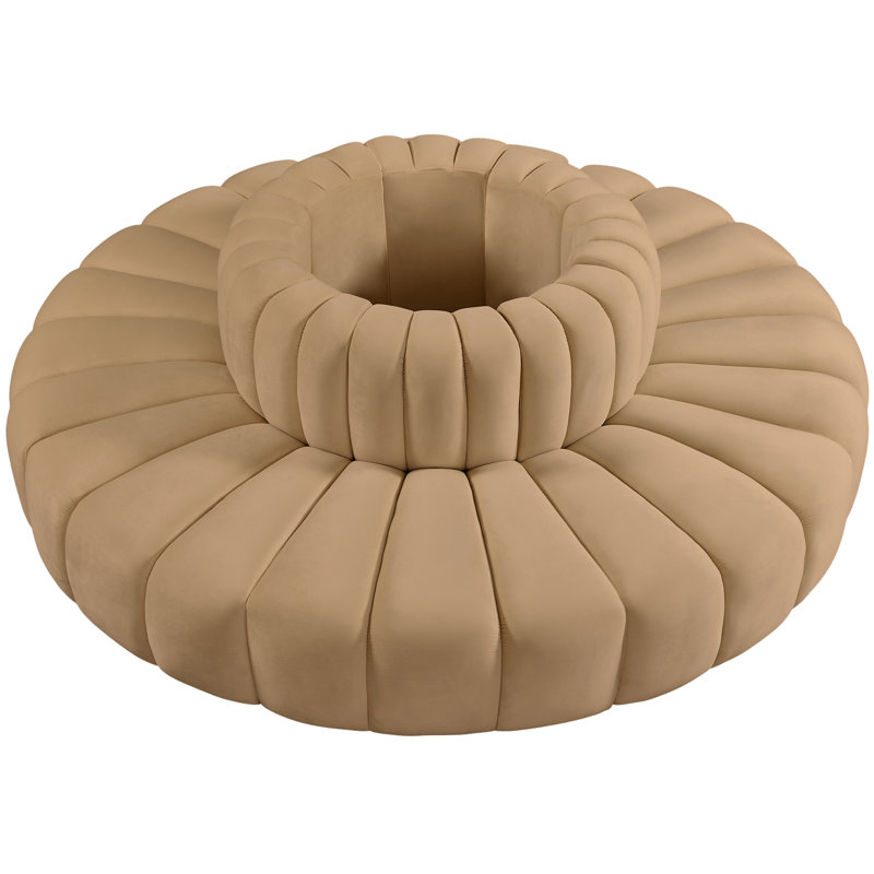 Hite Upholstered Curved Sectional Reversible, Camel Velvet