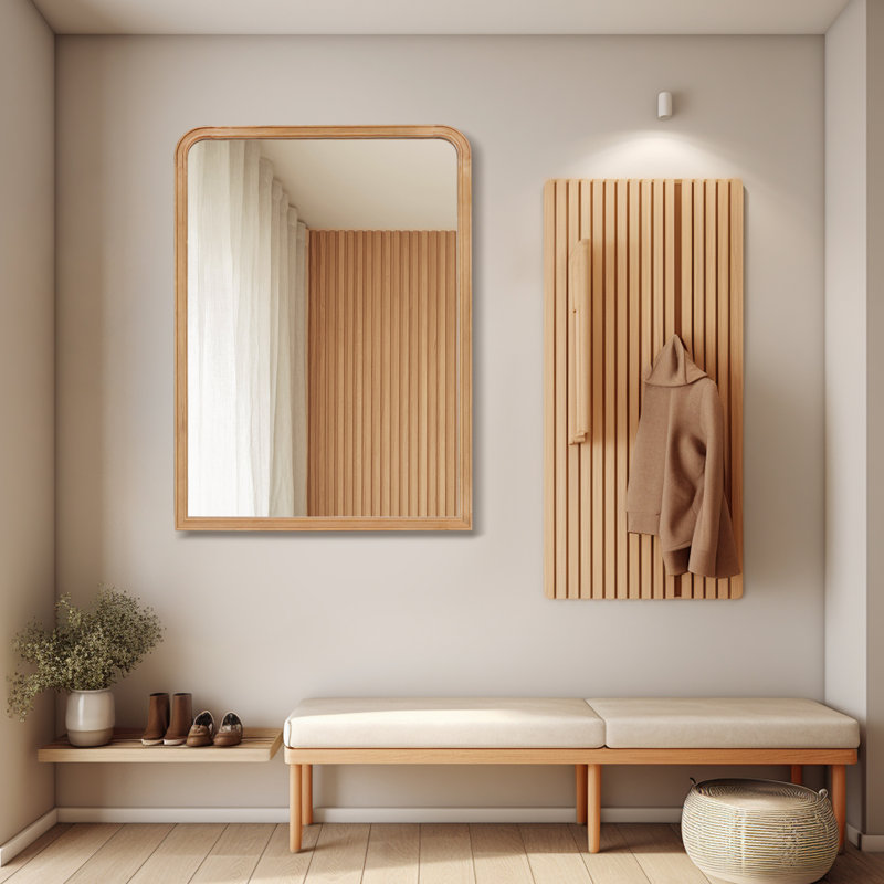 Miroir de salle de bain Ancell, 40 po x 30 po, Bois naturel