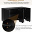 Armoire de salon noire avec espaces réglables, conception de porte ondulée pour un décor de rangement tactile décoratif