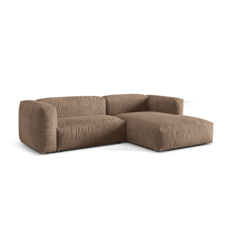 Bedar 2 Seater Velvet Corner Sofa , Dark Beige