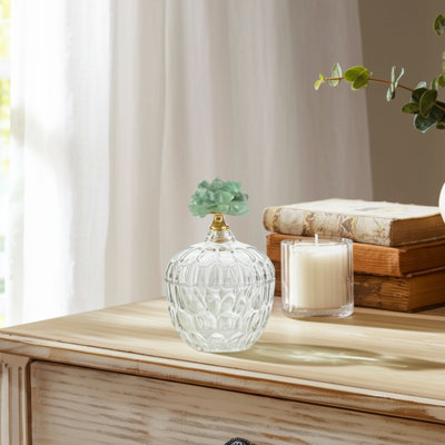Pot décoratif en verre avec dessus en pierre - décoration polyvalente idéale pour les fleurs, centre de table ou accessoire autonome - 8 po, vert