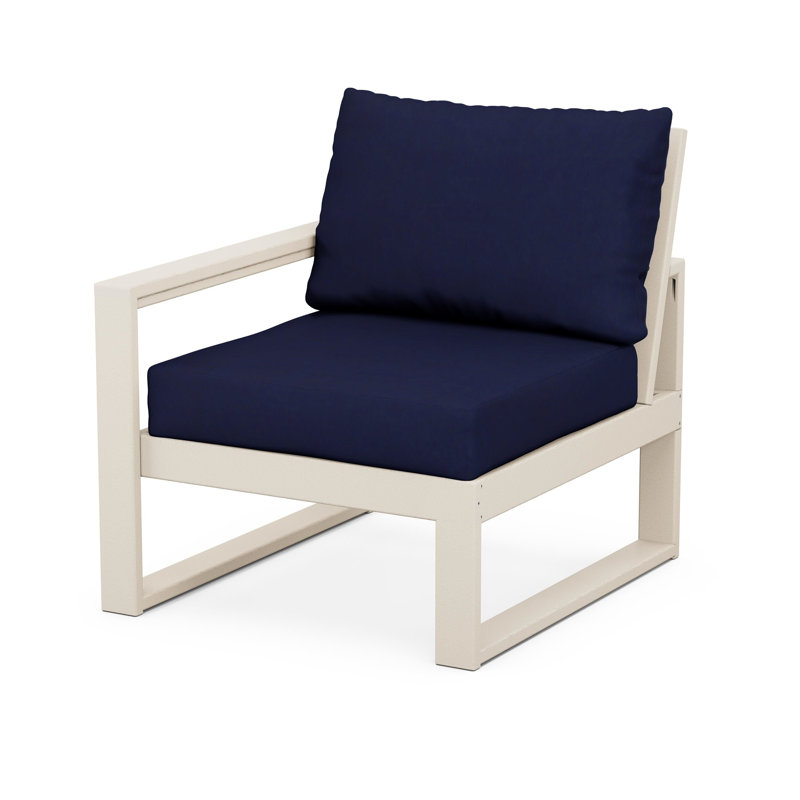 POLYWOOD Outdoor Lounge Chair, Sand, Navy