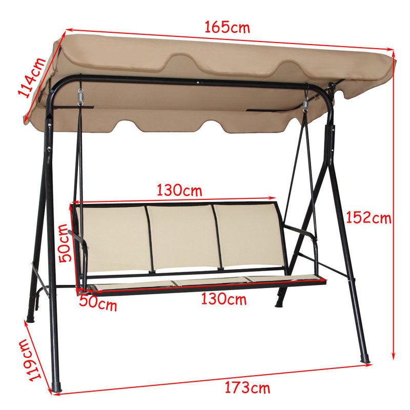 Kwong 3 Person Porch Swing with Canopy