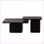Ensemble de 2 tables basses noires rétro, grain de bois peu encombrant pour le salon, facile à nettoyer