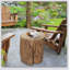 Tabouret de souche d'arbre, table d'appoint décorative, table de bout en béton avec finition grain de bois