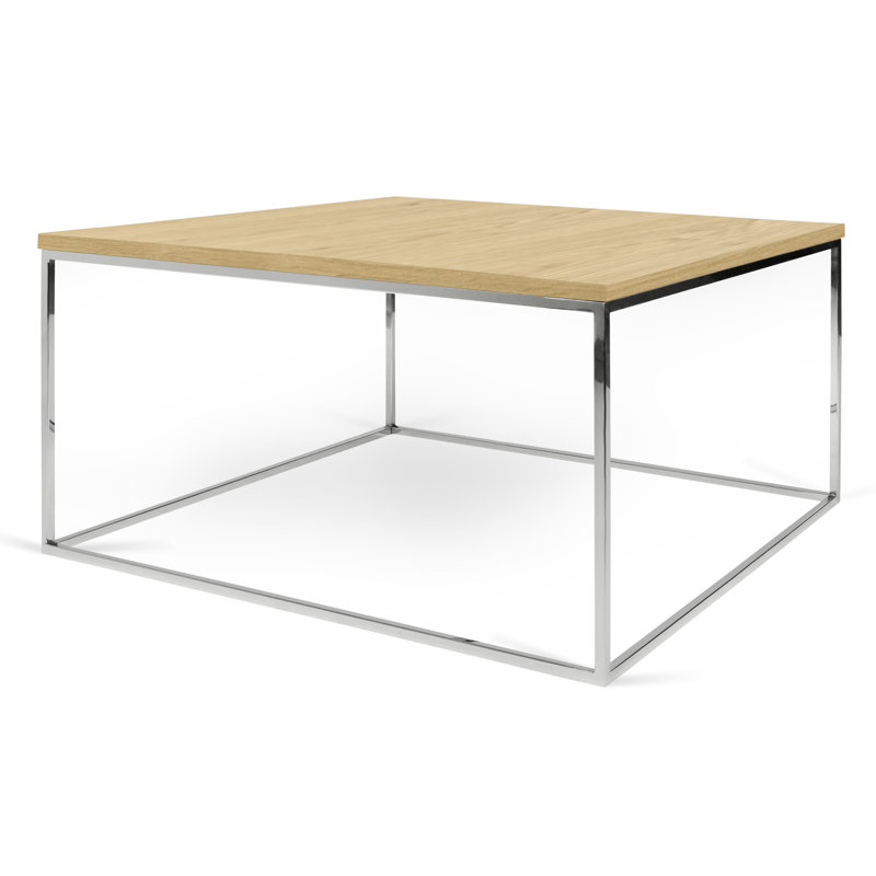 Linkous Solid Coffee Table, Chrome, Oak