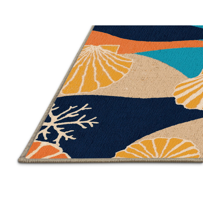 Washable Coastal Pop Art Plus Coastal Area Rug, Rectangle 6' x 9'