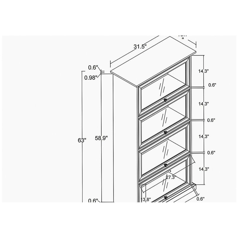 Glass display cabinet 4 Tier Glass Display Cabinet Storage Curio Cabinet with Flip up Glass Doors, Antique White