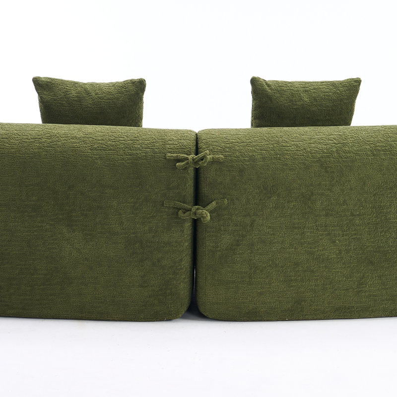 Canapé modulaire incurvé pleine compression incurvé, canapé modulaire en chenille 30D pour appartement et salon, L 110 po, 800 lb, 60 fermeté avec 4 coussins