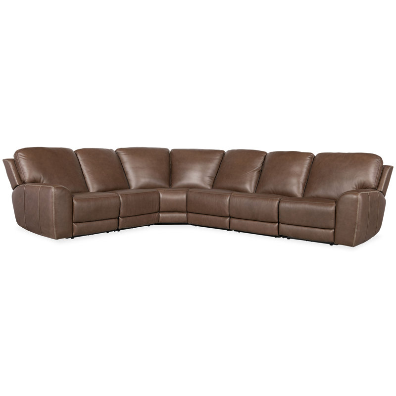 Nakima 6-Piece Upholstered Power Reclining Sectional, Chocolate, Right Hand Facing