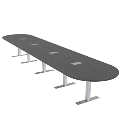 Racetrack Shaped Conference Table with Metal T Base | Electrical Unit