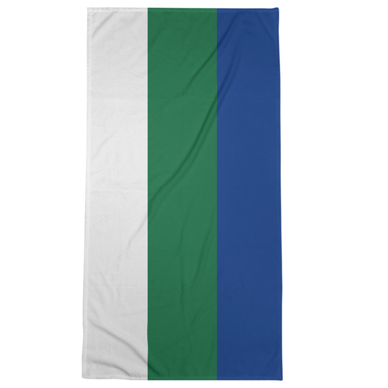 Bath Towel, Off White/Green/Royal Blue