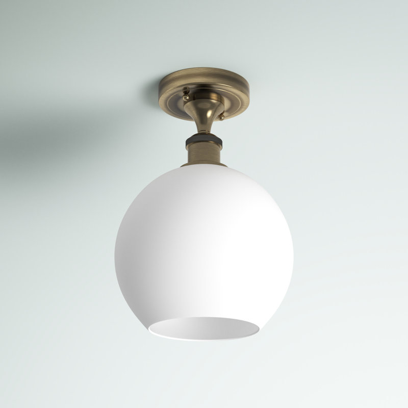 Plafonnier encastré 1 lumière Cranston, Nickel, H 15 po x l 10 po x P 10 po, Blanc mat