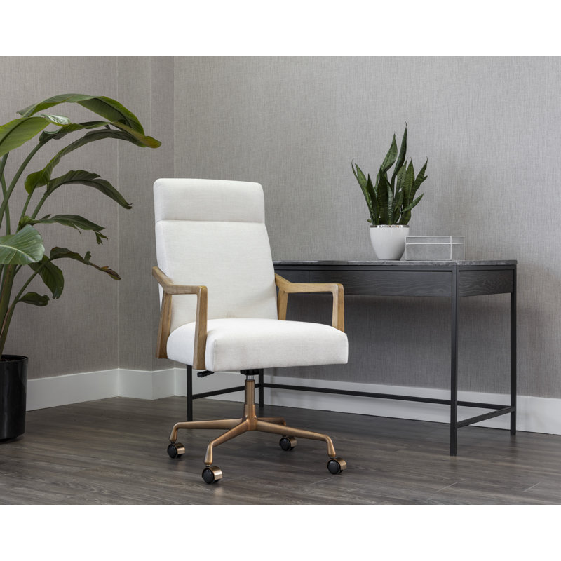 Collin Swivel Office Chair, Heather Ivory Tweed