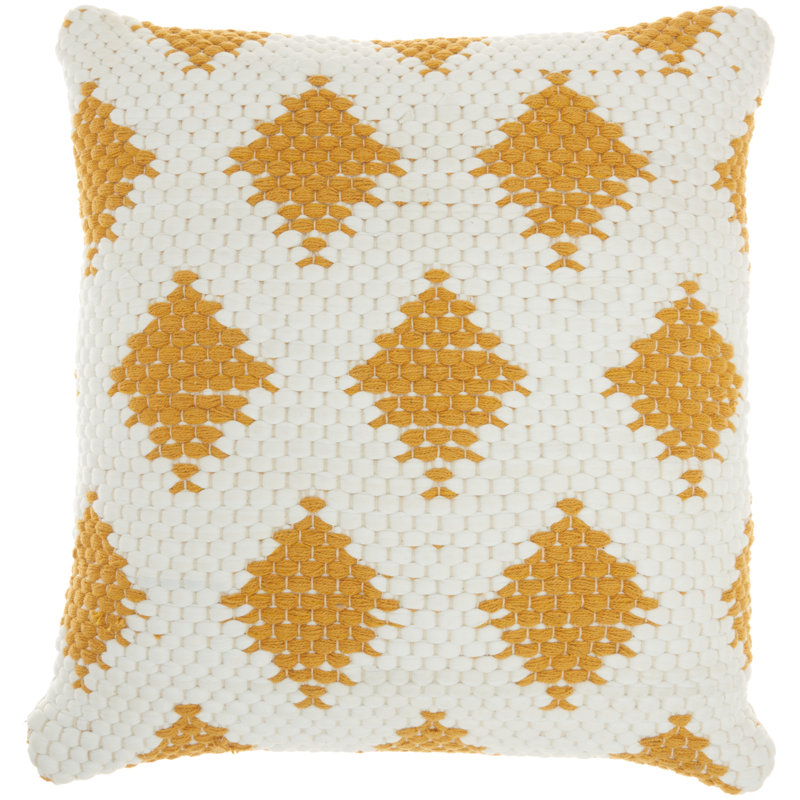 Geometric Cotton Throw Pillow, Mustard