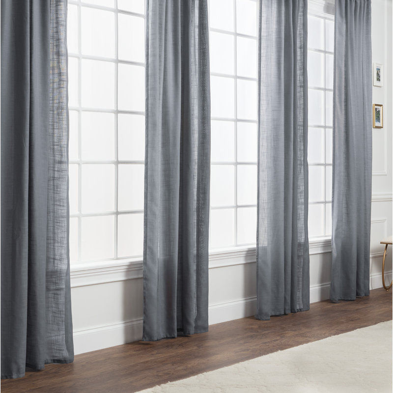 Misenheimer Solid Semi-Sheer Rod Pocket Curtain Panels, 52" x 96", Gray