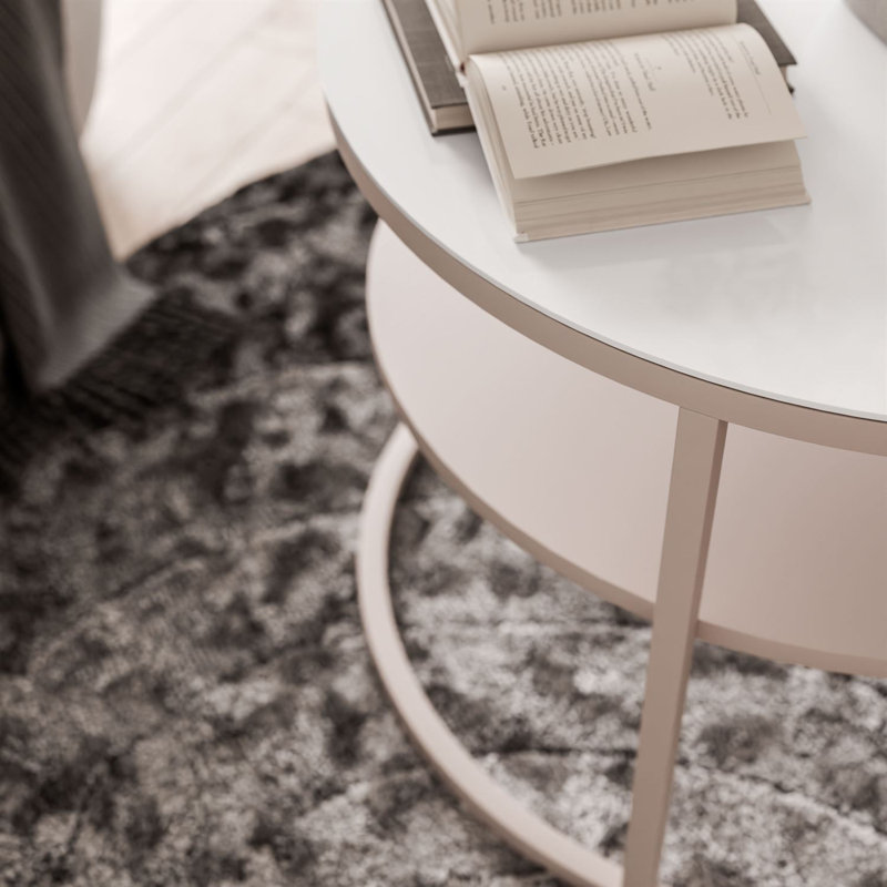 Frame Coffee Table with Storage, White