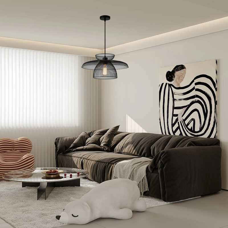 Rollegem 1-Light Unique Dome Pendant, Matte Black