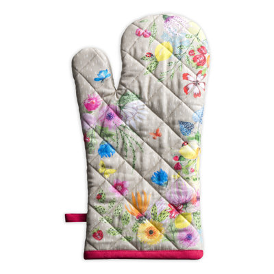 Maison d'Hermine Jardin D'Ete - Fog 100% Cotton Oven Mitt - 7.5" x 13"