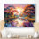 Mauve automne coucher de soleil sur une large rivière - lac, art mural