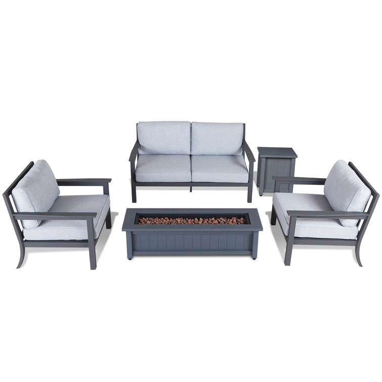 Ortun 4-seat Outdoor Patio Furniture Set With Fire Table 