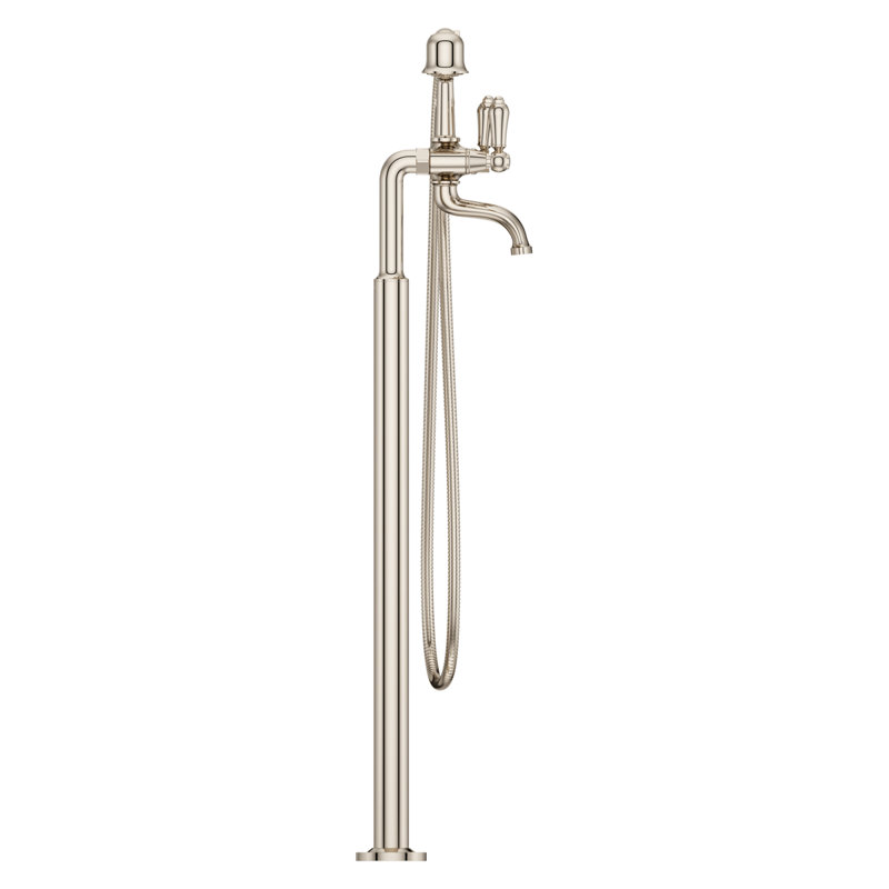 Bec de baignoire fixé au sol, Nickel poli
