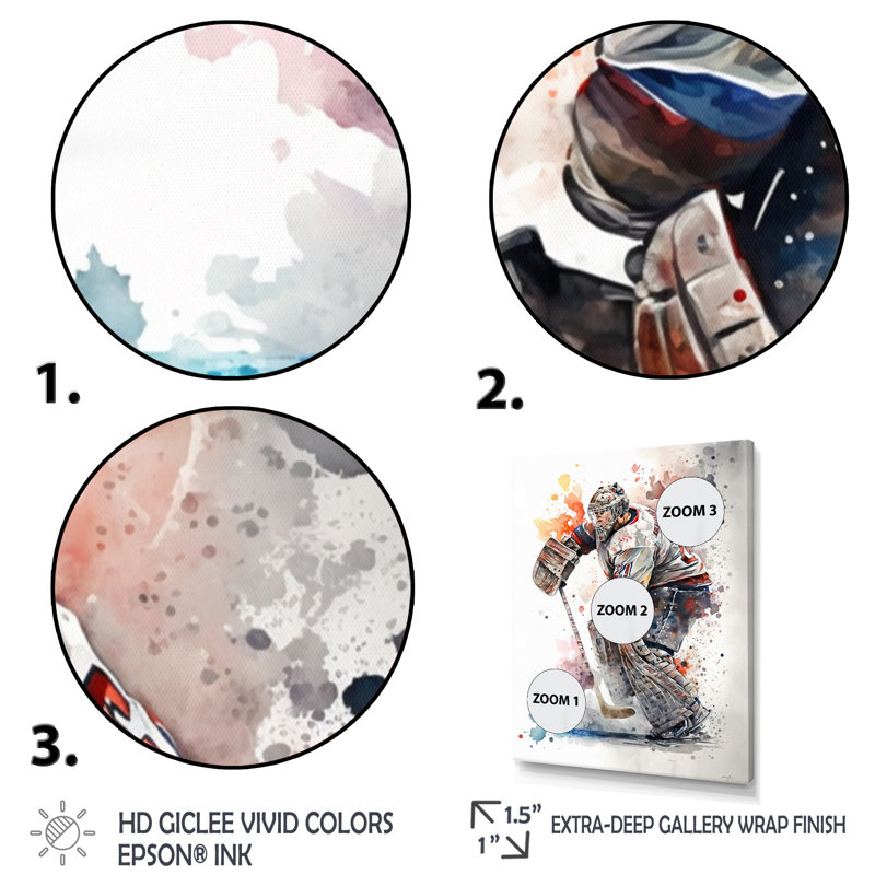 Hockey sur gazon sur glace pendant le match II - Impression sur toile, H 40 po x l 30 po x P 1,5 po, Toile tendue