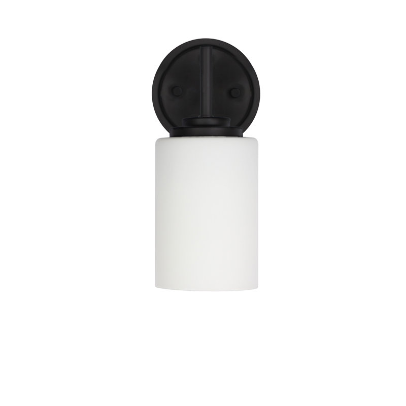 Applique murale 1 lumière Wynona - noir mat - blanc opale