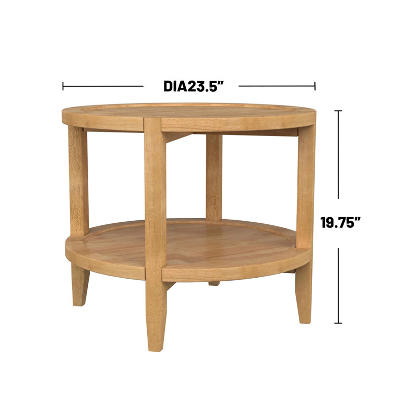 Table de bout ronde en bois avec tablette inférieure (table incluse seulement)