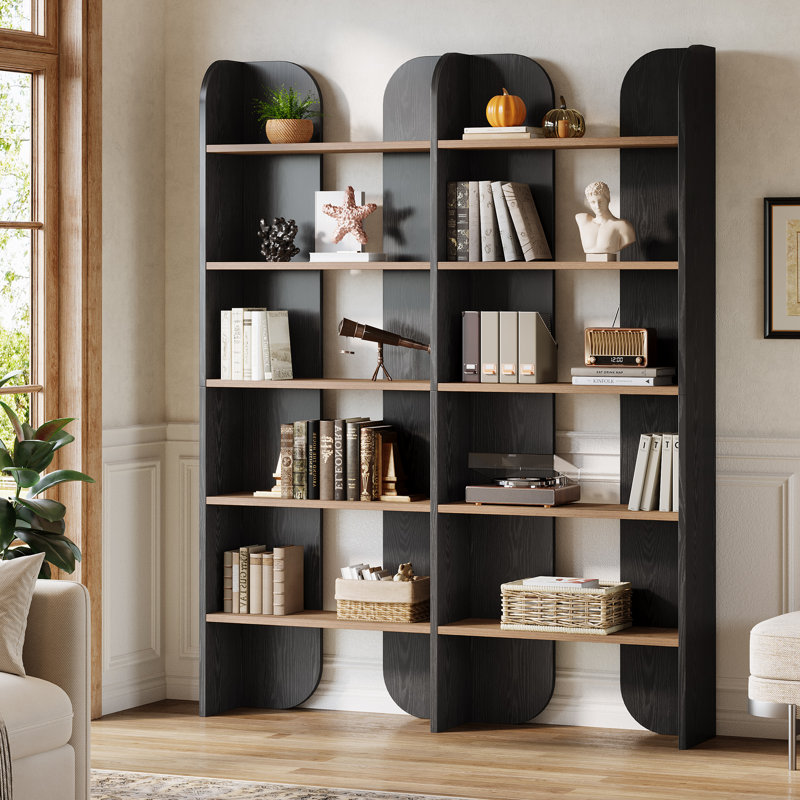70.87-Inch Tall Bookcase with Open Shelves, Black, 1