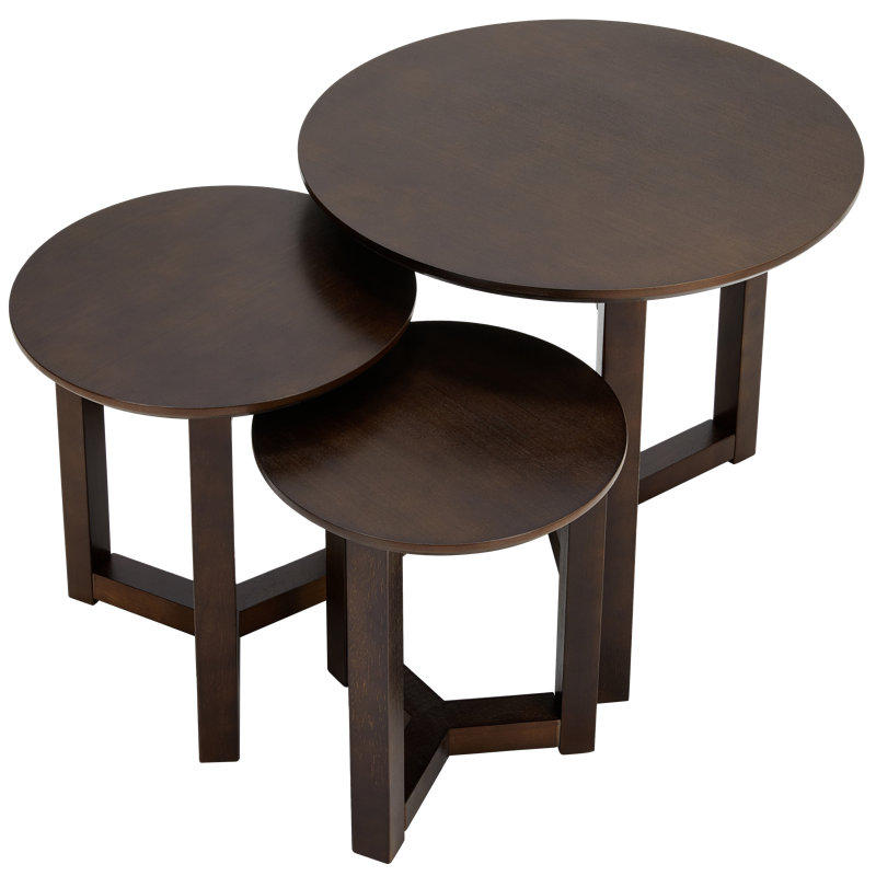 Ensemble de 3 tables gigognes en bois Avanti, tables d'appoint et de bout peu encombrantes, Avanti, Brun