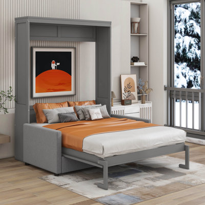 Grand lit escamotable mural avec coussin