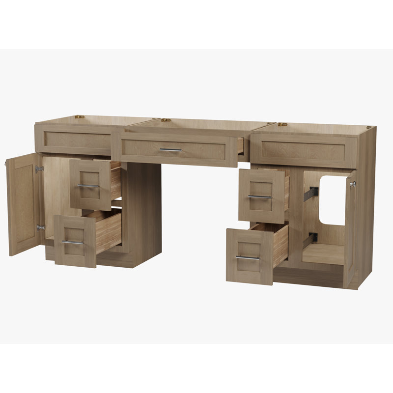 Base de meuble-lavabo double 78 po seulement, Chêne naturel