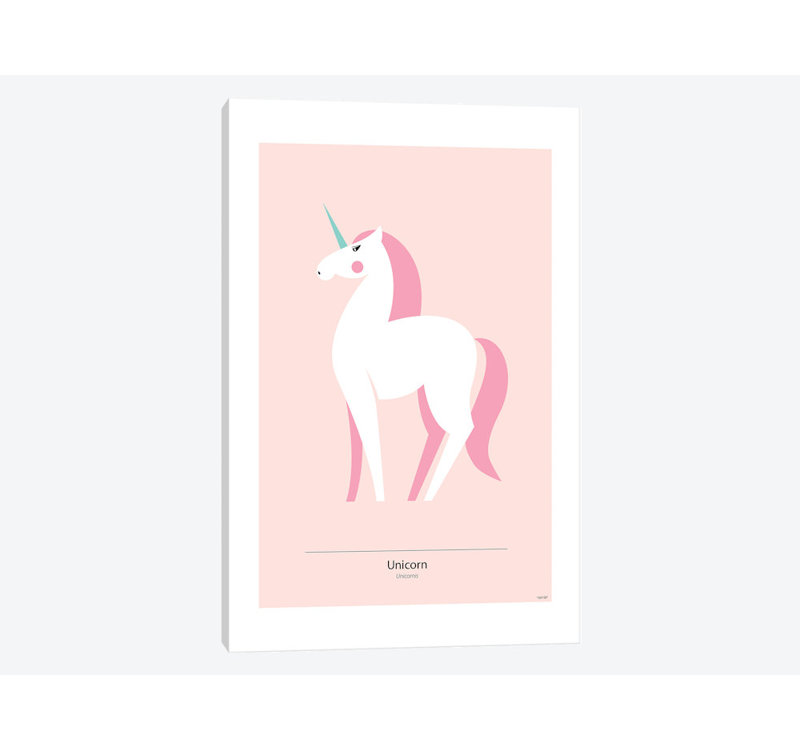 « licorne », impression sur toile, H 26 po x l 18 po x P 1,5 po, Pas de tapis, Toile tendue