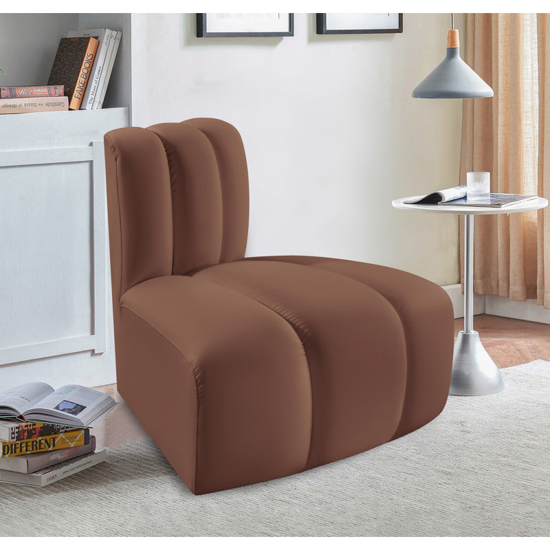 Chaise d'appoint en cuir Iturralde Vegan, Cuir cognac végétalien