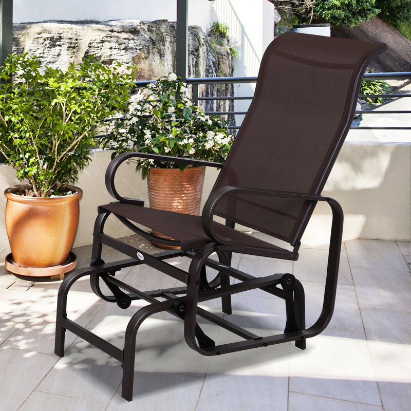 Backyard Glider Chair, Brown - Comfortable, Smooth Rocking, , Lightweight Patio Chair Ergonomic Design, Heavy Duty